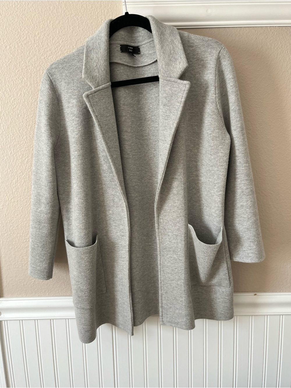 J. Crew Light Gray Open-Front Knit Blazer Cardigan